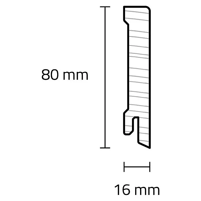 Sockelleiste - 240 x 1,6 x 8 cm, Eiche weiß geölt - Skizze