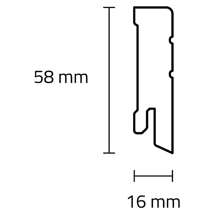 Sockelleiste Neo - 240 x 1,6 x 5,8 cm, MDF - Skizze