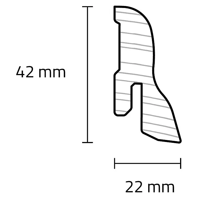 Sockelleiste - 240 x 2,2 x 4,2 cm, Eiche geölt - Skizze