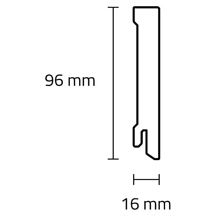 Sockelleiste - 244 x 1,6 x 9,6 cm, MDF - Skizze