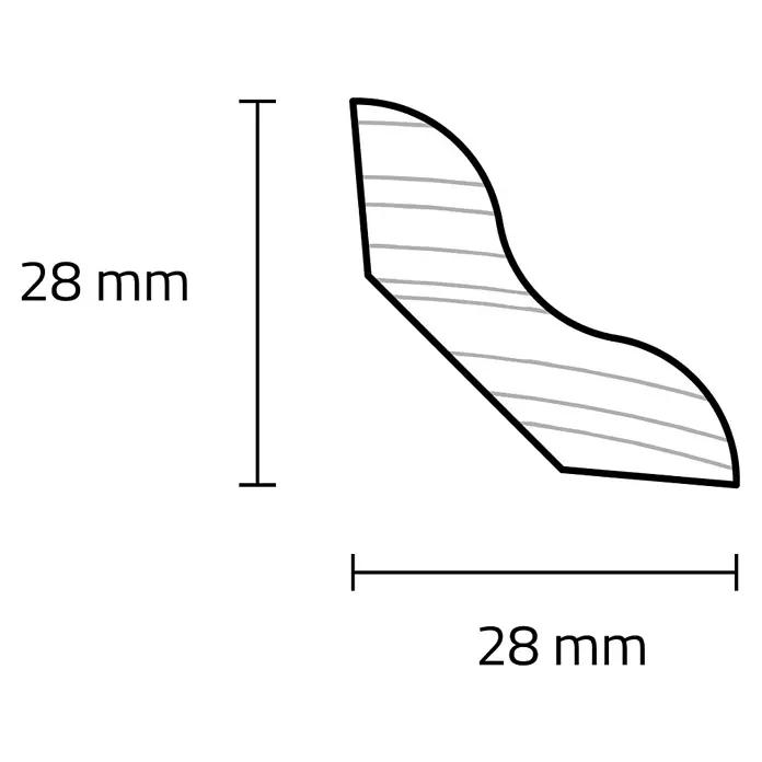 Sockelleiste Eiche hell - 240 x 2,8 x 2,8 cm, Fichte, Eiche - Profilleiste mit den Maßen 28 x 28 mm, ideal für Innenausbau und Dekoration.