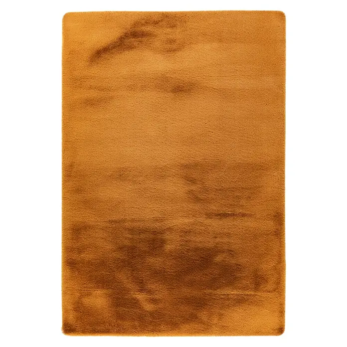 Fellteppich HappyAmber, 290 x 200 cm, 100 % Polyester (Flor) - Ein rechteckiger, ockerfarbener Teppich mit weicher Textur und subtilen Farbverläufen sorgt für Wärme und Komfort.