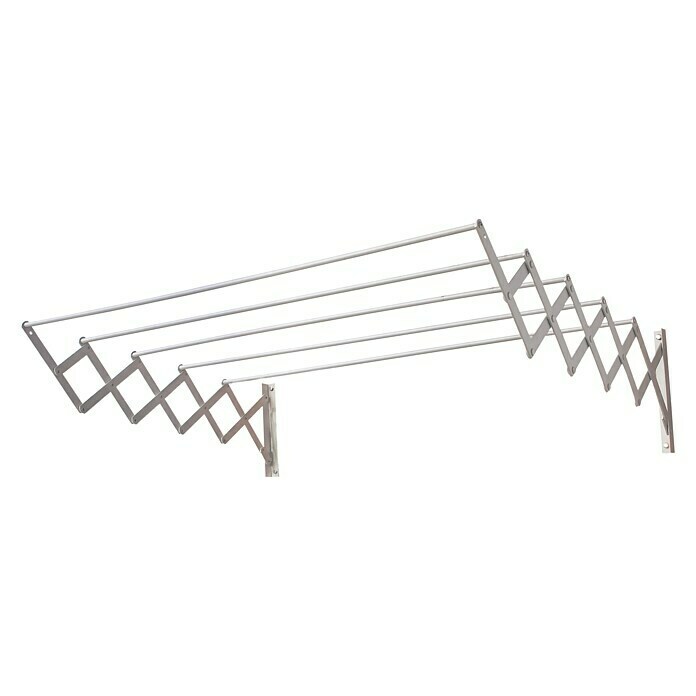 Tendedero de pared (Longitud cuerda de tender: 7 m, Plateado, Ancho: 140 cm)