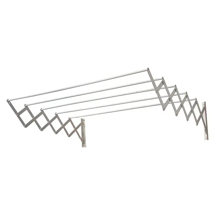 Tendedero de pared extensible - Longitud cuerda de tender: 9 m, Ancho: 71 cm, Plateado - Tendedero de ropa de pared con diseño de acordeón extensible. Ideal para secar la ropa ahorrando espacio.