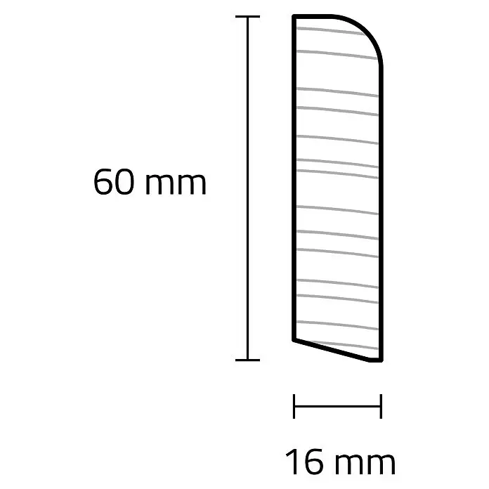 Sockelleiste - 240 x 1,6 x 6 cm, Eiche - Skizze