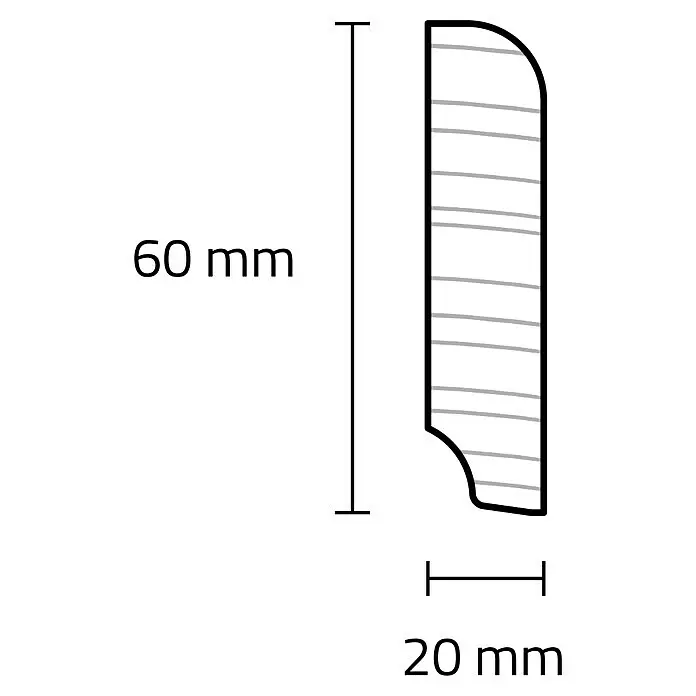 Sockelleiste - 244 x 2 x 6 cm, Eiche - Skizze