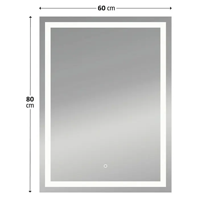 Camargue Lichtspiegel Heaven 1 - 60 x 80 cm - Abbildung eines rechteckigen Spiegels mit LED-Beleuchtung und den Maßen 60 x 80 cm.