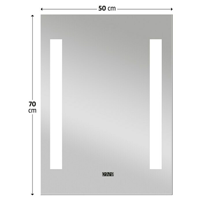 LED-Lichtspiegel Chrystal Creek (50 x 70 cm, Mit Kippschalter)