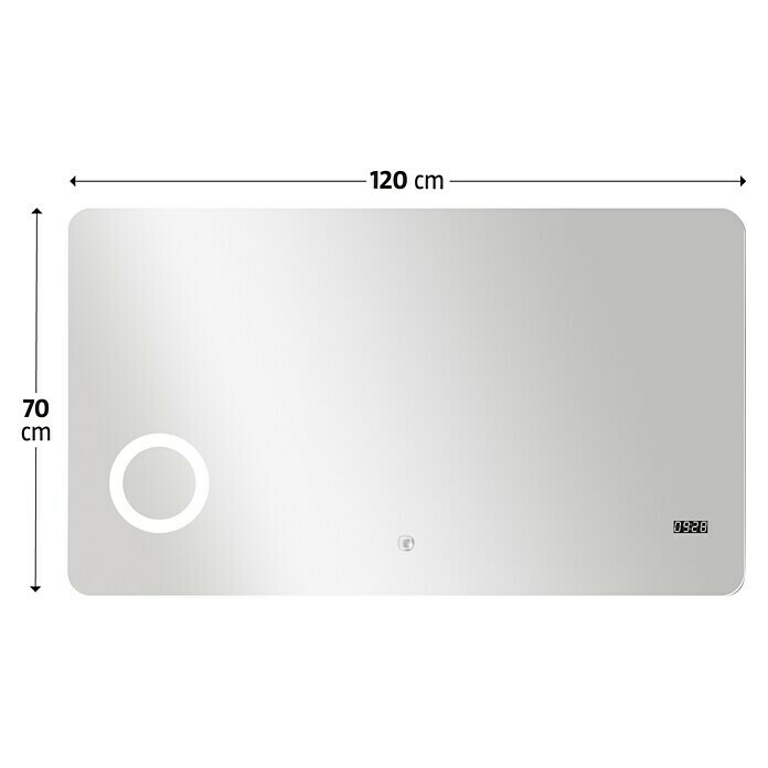 LED-Lichtspiegel Silver Shadow (120 x 70 cm, Sensorschalter)