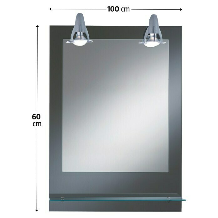 (50 70 | cm, BAUHAUS x Ablage) Grau, Pierre Kristall-Form Lichtspiegel