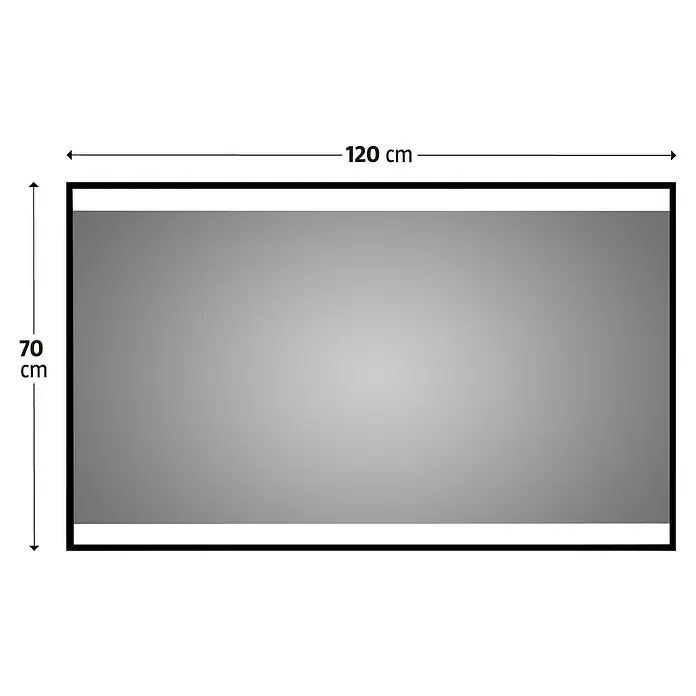 DSK Lichtspiegel Black Star - 120 x 70 cm - Abbildung eines LED-Badezimmerspiegels mit den Maßen 120 cm x 70 cm. Perfekte Beleuchtung für Ihr Badezimmer.