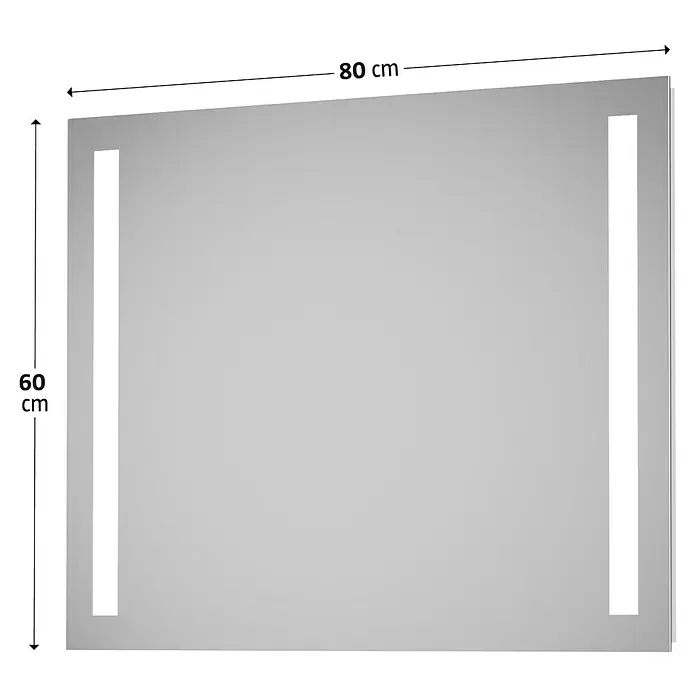 DSK Lichtspiegel Silver Dream - 80 x 60 cm - Ein rechteckiger Spiegel mit LED-Beleuchtung an den Seiten. Der Spiegel ist 80 cm breit und 60 cm hoch.