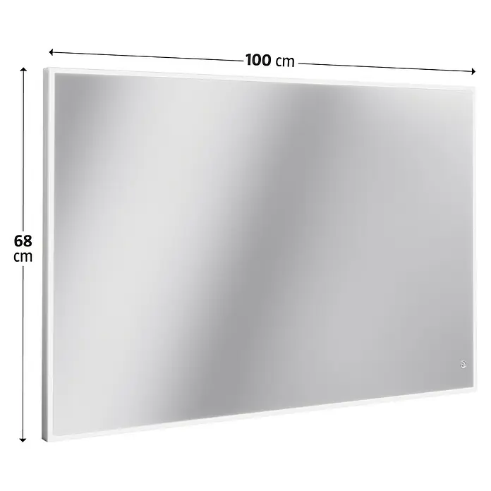 Camargue Lichtspiegel Frame - 100 x 68 cm, Leuchtmittel, Mit eckigen Kanten - Bild eines rechteckigen, weißen Heizpaneels mit den Maßen 100x68 cm.