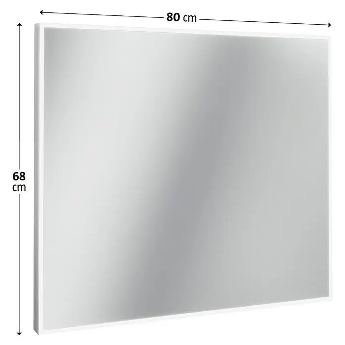 Camargue Lichtspiegel Frame - 80 x 68 cm, Leuchtmittel, Mit eckigen Kanten - Abbildung eines quadratischen weißen Heizpaneels mit den Maßen 80 x 68 cm.