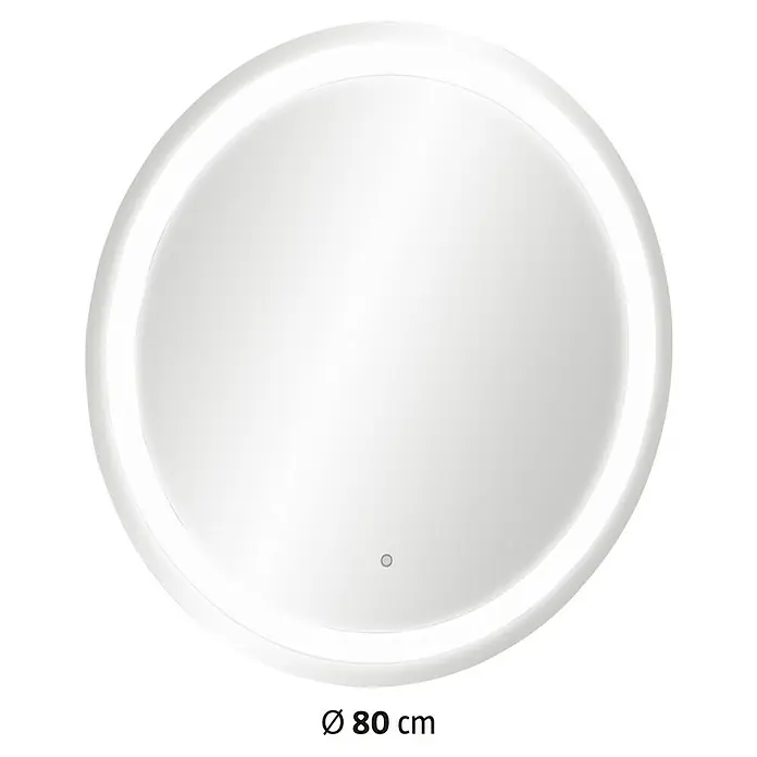 Camargue Lichtspiegel Round - Durchmesser: 83 cm, Leuchtmittel - Runder beleuchteter Badezimmerspiegel mit einem Durchmesser von 80 cm, der eine elegante und moderne Note verleiht.