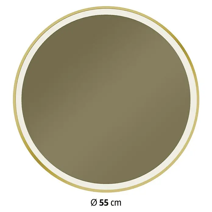 DSK Lichtspiegel Desire - Durchmesser: 55 cm, Bronze, Leuchtmittel - Rundes Dekospiegel mit goldenem Rahmen, Durchmesser 55 cm, ideal für Badezimmer oder Flur.
