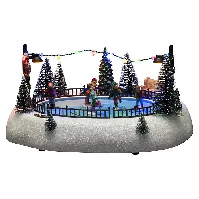 Konstsmide LED-Szenerie Eisbahn - L x B x H: 26,5 x 20 x 13 cm, Mehrfarbig, Batteriebetrieben, LED - Vorderansicht