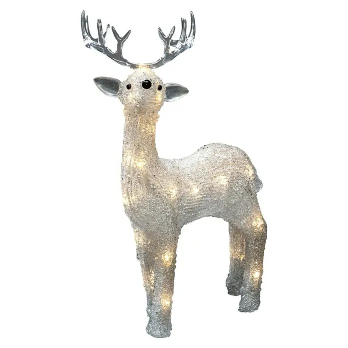 Konstsmide LED-Weihnachtsdekofigur LED Acryl - 19 x 14 x 31,5 cm, Farblos, Batteriebetrieben, LED, Rentier - Bezaubernder Deko-Hirsch mit warmem Licht, ideal für die festliche Weihnachtszeit. Stimmungsvolle Dekoration für Innen- und Außenbereiche.