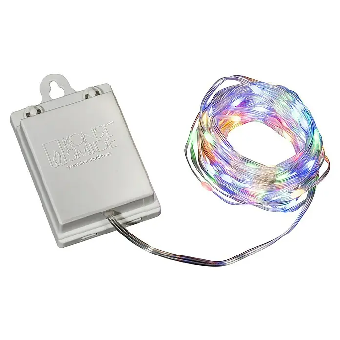 Konstsmide LED-Lichterkette - Farblos, Außen, Lichtfarbe: Mehrfarbig, Anzahl Leuchtmittel: 80 Stk., Batteriebetrieben - Konstsmide LED-Lichterkette mit Batteriebox. Stimmungsvolle Beleuchtung für den Innenbereich mit bunten Lichtern und praktischem Batteriebetrieb.