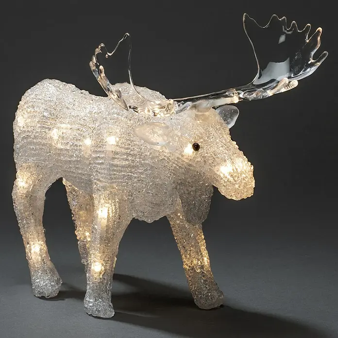 Konstsmide LED-Weihnachtsdekofigur LED Acryl - 32 x 26 x 10 cm, Farblos, Batteriebetrieben, LED, Elch - Beleuchteter Deko-Elch aus Acryl. Perfekt für eine stimmungsvolle Weihnachtsdekoration im Innenbereich, mit warmweißem Licht.