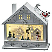 Konstsmide LED-Szenerie Haus mit Weihnachtsmann und Schlitten (L x B x H: 18 x 8 x 17,7 cm, Weiß, Batteriebetrieben, LED) | BAUHAUS