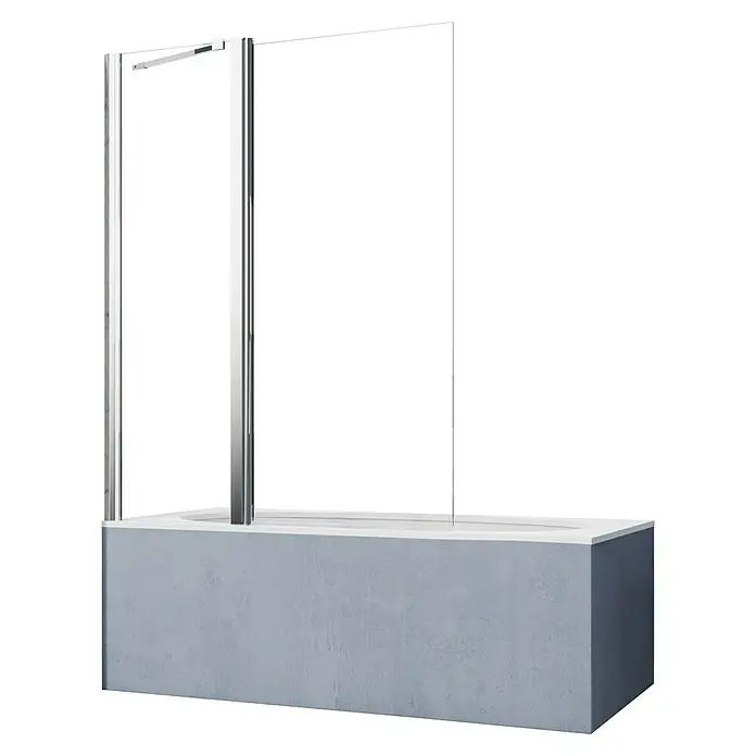 GEO Hit Pro Badewannenaufsatz B-PB200 - B x H: 120 x 150 cm, 2 Stk., Chrom - Elegante Badewannen-Duschwand mit zwei Elementen und klarem Glas. Der schlichte Stil passt zu verschiedenen Badezimmerdesigns.