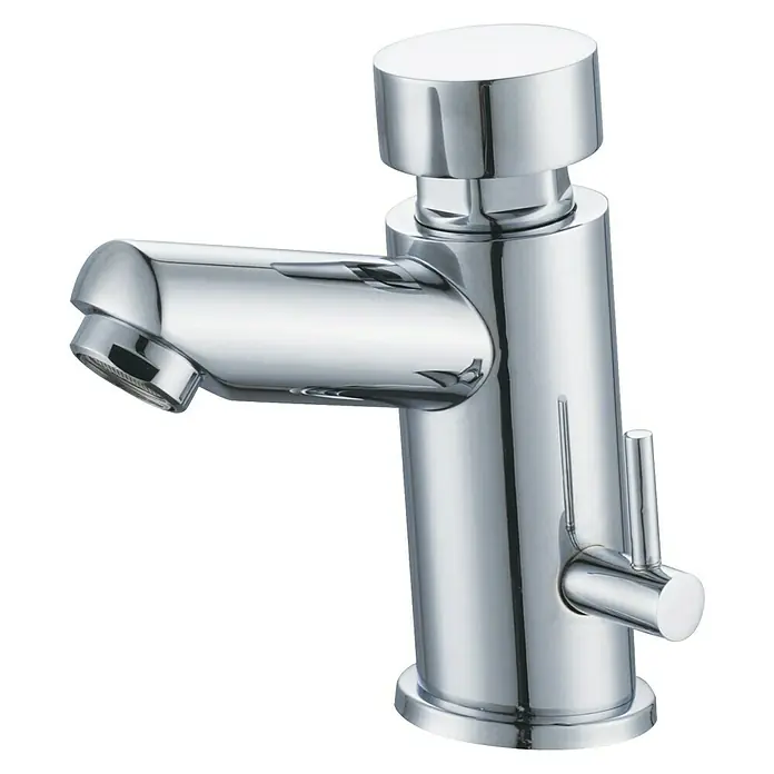 Grifo con temporizador 2 aguas - Color: Cromo - Grifo de baño cromado moderno con diseño redondo. Ideal para cualquier baño. Fabricación de alta calidad y fácil operación.