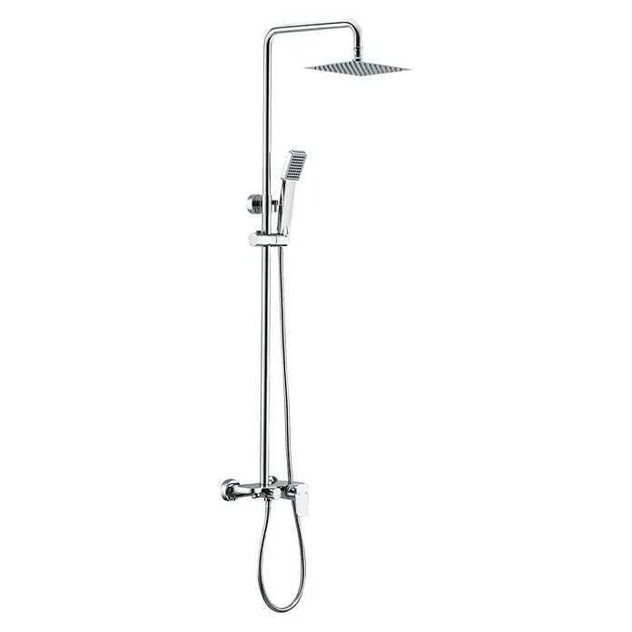 Imex Sistema de ducha Liverpool - Con grifo monomando, Distancia entre orificios: 15 cm, Número de tipos de chorro: 1 ud., Cromo - Columna de ducha con rociador y teleducha. Su diseño cromado se integra en cualquier baño y ofrece una experiencia de ducha relajante.