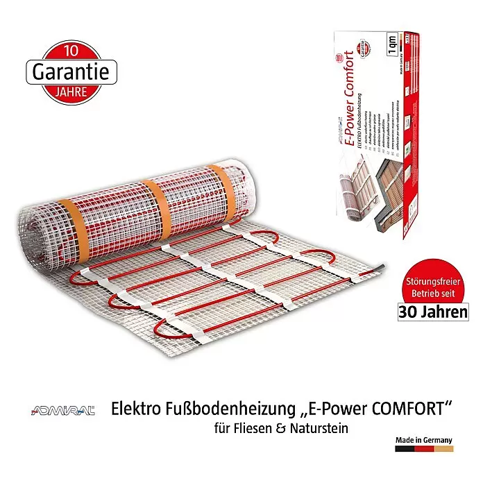 Admiral E-Power Fußbodenheizung ComfortL x B: 12 x 0,5 m, Beheizbare Fläche: 6 m², 900 W