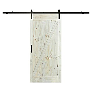 Puerta corredera de madera Dixie (An x Al: 85 x 210 cm, Recubierto con lámina de PVC, Blanco moteado)