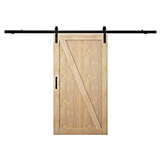 Puerta corredera de madera Riley (An x Al: 85 x 210 cm, Recubierto con lámina de PVC, Roble claro)