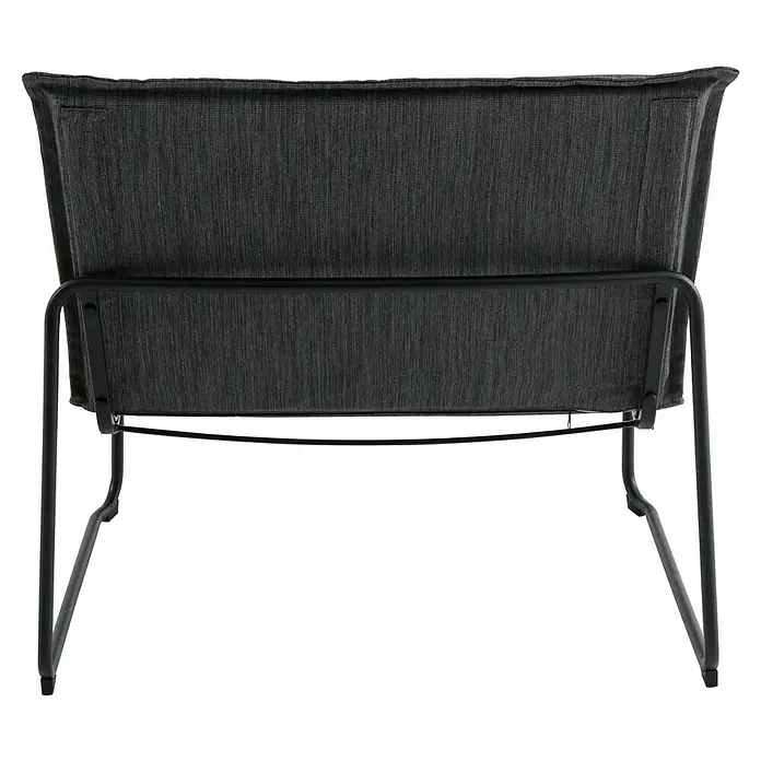 Sunfun Sarah Garten-Loungesessel - Anthrazit, B x T x H: 87 x 68 x 76 cm - Rückansicht eines schwarzen Sessels mit Metallrahmen und gepolsterter Sitzfläche und Rückenlehne. Das moderne Design passt ideal in jeden Wohnraum.