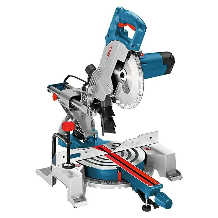 Bosch Professional Paneelsäge GCM 80 SJ - 1.400 W, Durchmesser Sägeblatt: 216 mm - Abbildung einer Bosch Kapp- und Gehrungssäge, die ein präzises Schneiden von Werkstücken ermöglicht. Ideal für Holzbearbeitungs- und Renovierungsprojekte.