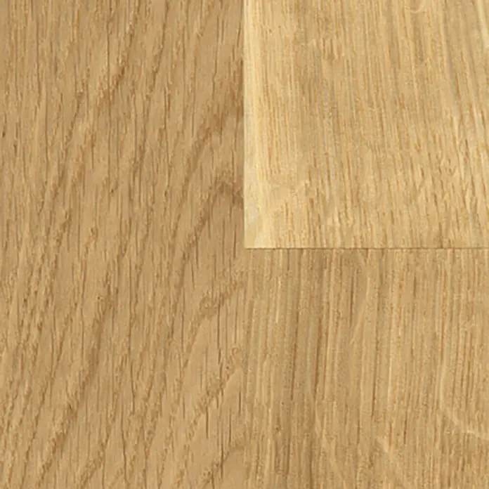 LOGOCLIC Parkett - Eiche, Schiffsboden, 1.085 x 180 x 12 mm - Nahaufnahme von hellem Eichenparkett, das die natürliche Maserung und warme Töne des Holzes hervorhebt. Perfekt für moderne Innenräume.
