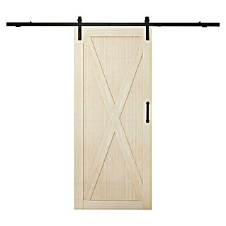 Puerta corredera de madera Cassidy (An x Al: 85 x 210 cm, Recubierto con lámina de PVC, Pino claro)