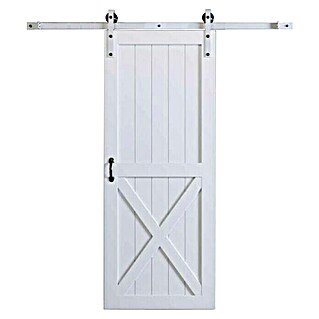 Puerta corredera de madera Avery (An x Al: 85 x 210 cm, Recubierto con lámina de PVC, Blanco)
