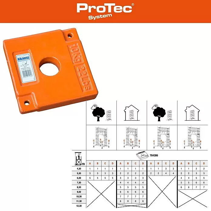 Krause ProTec RollgerüstArbeitshöhe: 11,3 m, Bühnengröße: 2 x 0,6 m, Belastbarkeit: 200 kg/m²
