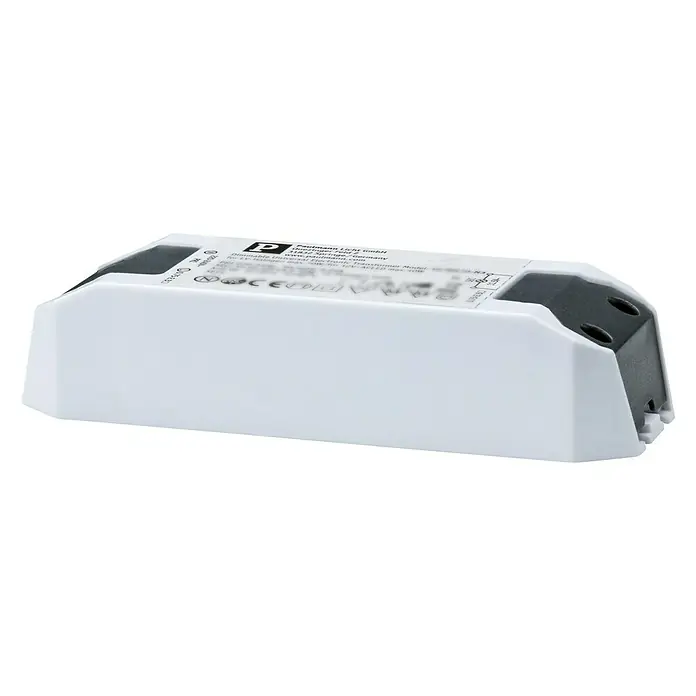 Paulmann Transformator - 65 VA, 220 V - 240 V - Nahaufnahme eines Paulmann Licht Transformators in Weiß und Grau, ideal für dimmbare LED-Beleuchtungssysteme bis max. 70W.