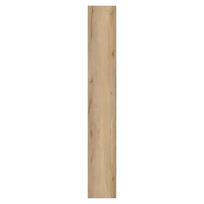b!design Vinylbodenmuster Clic Woodlands - 280 x 160 x 3 mm, Landhausdiele - Nahaufnahme eines einzelnen Laminatdielen mit hellbrauner Holzstruktur, ideal für moderne Bodenbeläge.