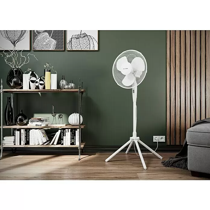 Voltomat Standventilator - Weiß, 40 cm, 125 cm - Weißer Standventilator mit drei Flügeln und Stativfuß.