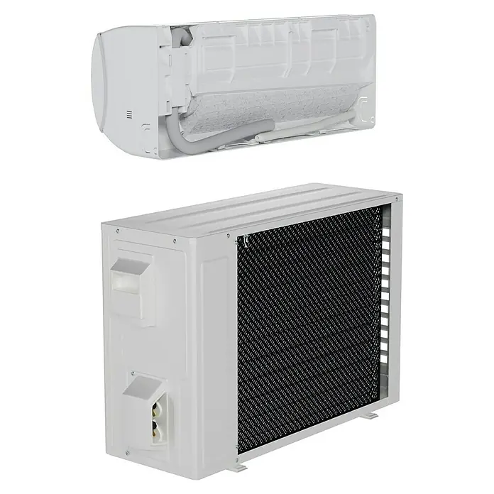 TCL Inverter-Klimasplitgerät mit Quick Connector TAC-12CHSD/TPG11 QC - Kühlleistung: 1.500 W - 3.770 W, Heizleistung: 3.810 W, Raumgröße: 35 m², Passend für: Räume bis ca. 35 m² - Produktabbildung einer modernen Klimaanlage mit Luftfilter und Kühlkomponenten für ein angenehmes Raumklima.
