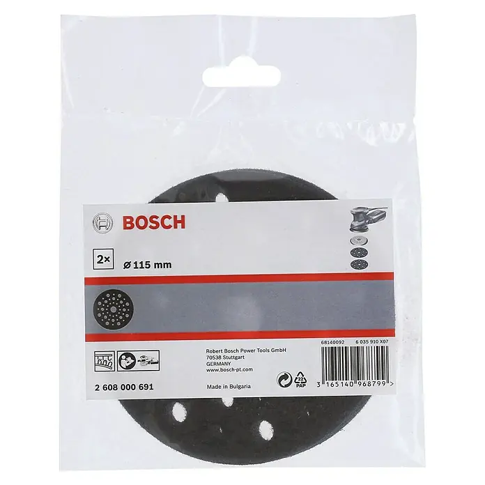 Bosch Set de platos de soporte - Diámetro: 115 mm, 2 ud. - Paquete de discos de lija Bosch, de 115 mm de diámetro, ideales para trabajos de lijado con herramientas eléctricas.