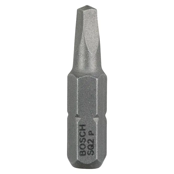 Bosch Punta Extra Hard C - R2, 25 mm, 3 ud. - Primer plano de una punta de destornillador plana Bosch S02 P, ideal para tareas de atornillado. Herramienta de alta calidad para profesionales.