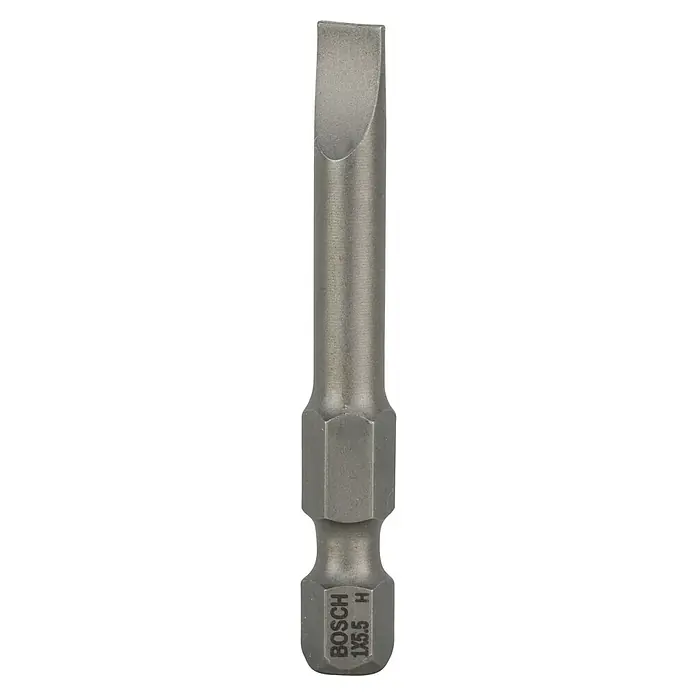 Bosch Punta Extra Hard E - S 1 x 5,5, 49 mm, 3 ud. - Punta de destornillador Bosch plana 1x5,5 mm, robusta y precisa para atornillar. Ideal para artesanos y aficionados al bricolaje.