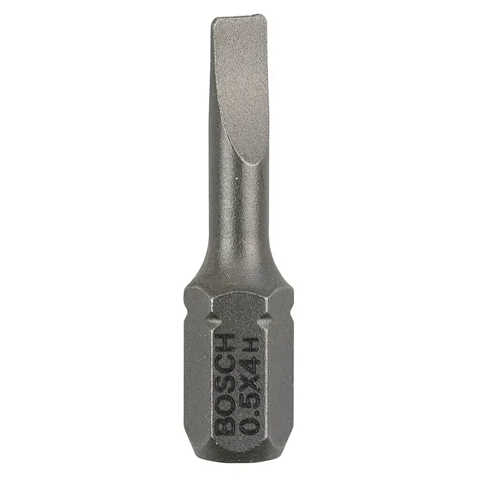 Bosch Punta Extra Hard E - S 0,5 x 4, 25 mm, 3 ud. - Punta de destornillador plana Bosch 0.5x4H con construcción duradera, asegura un rendimiento fiable. Ideal para profesionales y aficionados al bricolaje.
