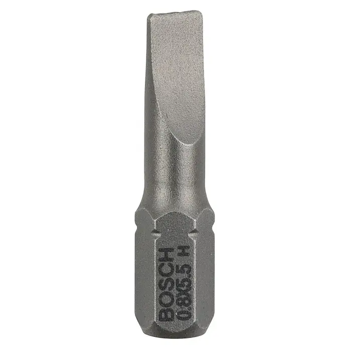 Bosch Punta Extra Hard E - S 0,8 x 5,5, 25 mm, 3 ud. - Imagen de una punta de destornillador plana Bosch, ideal para atornillar.