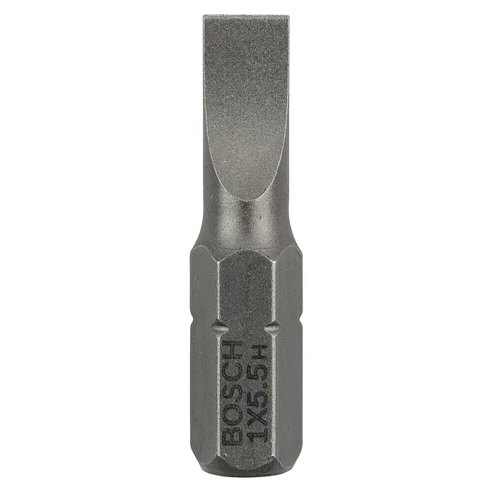 Bosch Punta Extra Hard E - S 1 x 5,5, 25 mm, 3 ud. - Punta de destornillador plano Bosch 1X5.5H, ideal para atornillar con un ajuste óptimo. Perfecto para profesionales y aficionados al bricolaje.