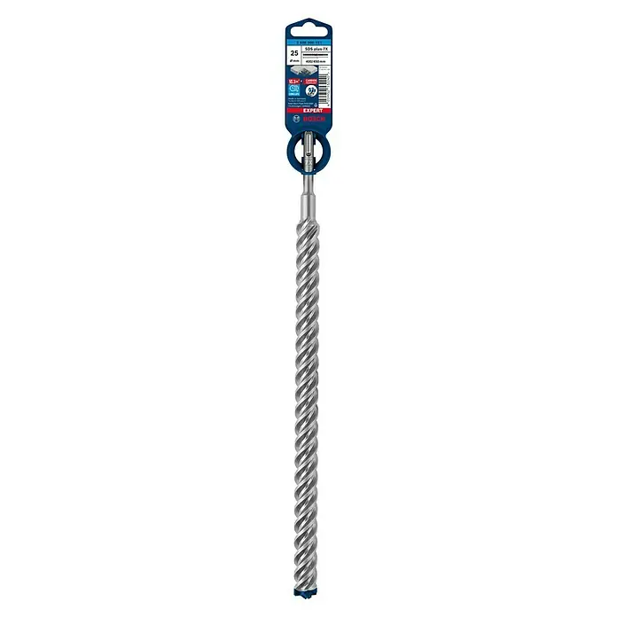 Bosch Expert Broca para hormigón y mampostería -7X - 1 ud., Diámetro de la broca: 25 mm, 450 mm - Broca para martillo percutor Bosch SDS plus-7X, diámetro 25 mm y longitud 400/450 mm, ideal para trabajos de perforación profesionales.