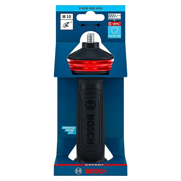 Bosch Expert Empuñadura adicional Handle vibration Control - M 10, Apto para: Amoladoras, 1 ud. - Empuñadura auxiliar de control de vibraciones Bosch EXPERT M10 para amoladoras angulares, reduce la vibración hasta +30% y ofrece ajuste de marca universal.