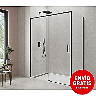 GME Mampara de ducha esquinera Twenty (L x An x Al: 70 x 180 x 195 cm, 67 cm - 180 cm, Vidrio transparente, Negro)